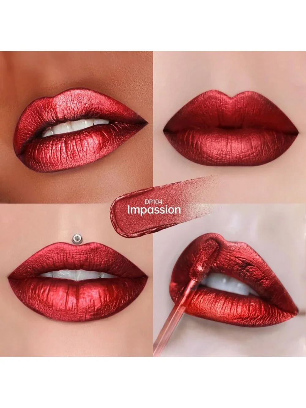 3Pc Metallic Lipstick Set for Women - Red, Burgundy & Pink Shades - Long-lasting